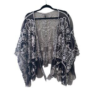 Liv Los Angeles  Embroidery Mesh Lace Festival Kimono Cardigan